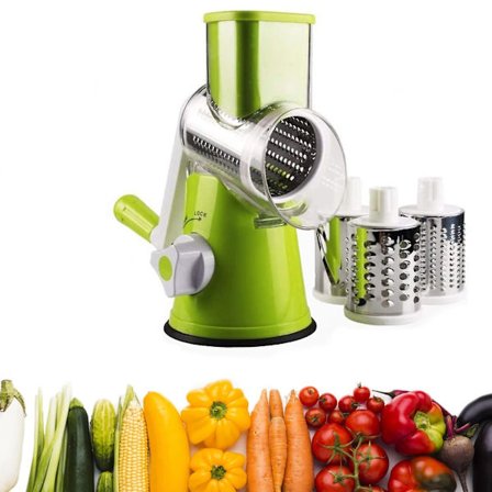 Rivejern med 3 roterende tromler i rustfrit stål - Grøn -{sl}