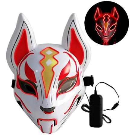 Fluorescent Mask Fox - Röd One Size