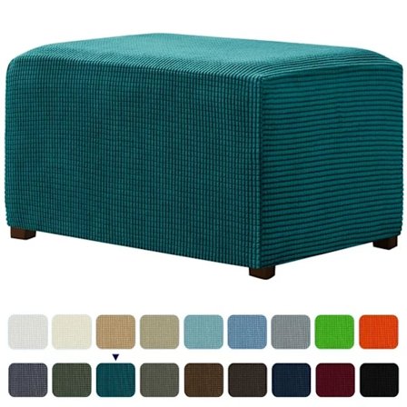 Påfuglblå, stor elastisk oppbevaringsfotkrakk med avtakbar fot