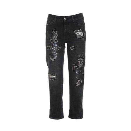 Fracomina Cropped Boyfriend Jeans Sort, Dame, Størrelse: W26