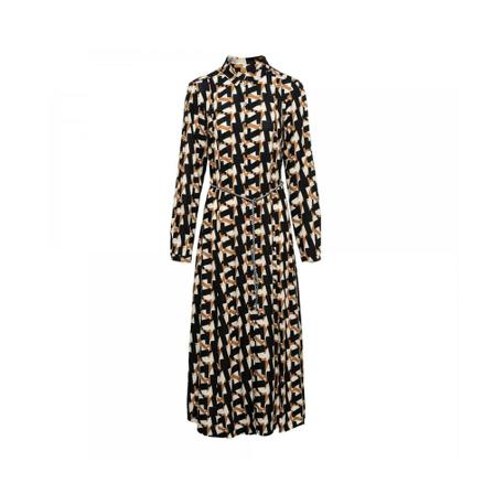 &Co Woman Alexia Big Graphic Dress , Zwart , Dames , Maat: L Blousejurken