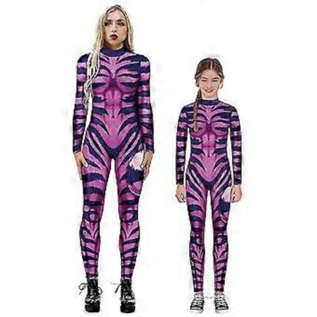 Ny Halloween-skjelettkostyme for barn og voksne, komfortabel onesie-jumpsuit rask (155cm-160cm rosa)