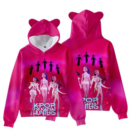 KPop Demon-Hunting Girl Group Cat Ear Hettegenser for Barn, Casual Pullover - Stil I - 140CM