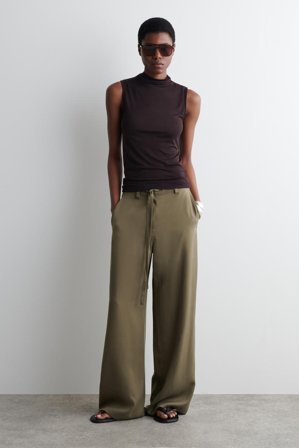 COS Women's Tie Detail Wide Leg Trousers in Beige