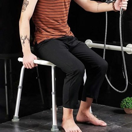 LZQ Duschpall Badrum halkfri duschstol Duschstol i aluminium och plast, höjdjusterbar