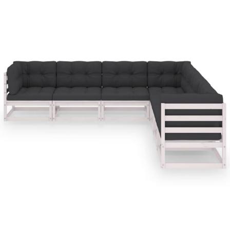 Vidaxl Loungegrupp Med Dynor 7 Delar Vit Massiv Furu Vit