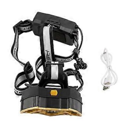 USB Oppladbar 7LED Lyssterk Hodelykt Hodelykt Hodelykt for Utendørs Camping Fiske (Gull)