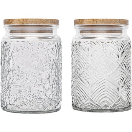 Glasburk med lufttät bambulock, 24 Oz Köksglasmatförvaringsbehållare för godis, kaffe, tebönor