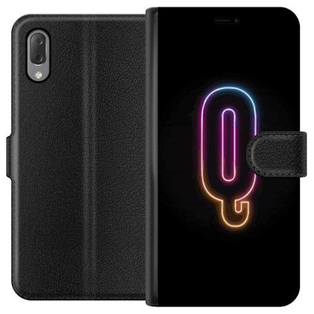 Kompatibelt Lommeboketui til Sony Sony Xperia L3 Minimalistisk neonbokstav Q i skinnende farger mot mørk bakgrunn