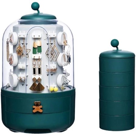 Roterende smykkeorganisator øreringe display med indsats smykkeskrin