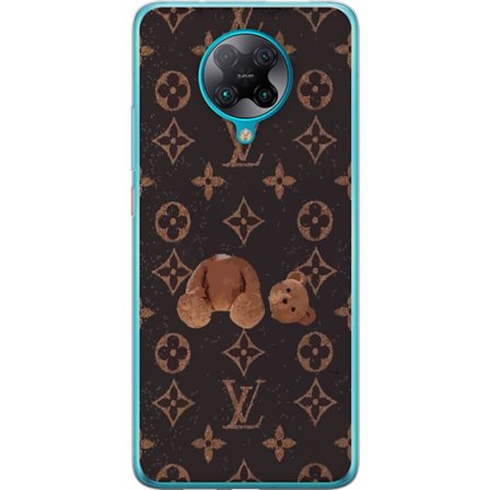 Kompatibel Mobilcover til Xiaomi Xiaomi Poco F2 Pro Luksuriøst monogrammønster med knust bamse i mørk modeæstetik