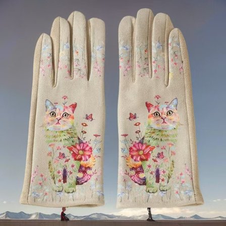 Tykkere og varme handsker med legende print af katte og hunde, perfekte til udflugter og en fantastisk nytårsgave. [DB]