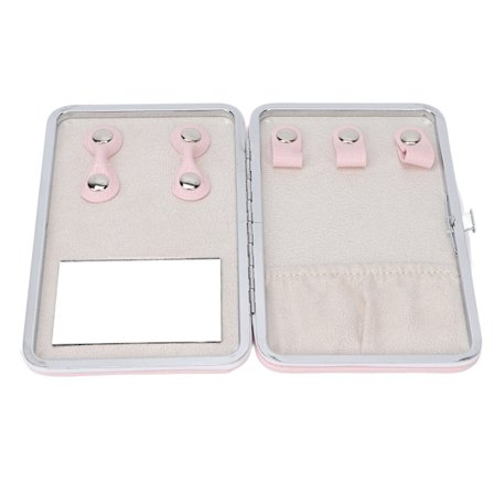 Bærbar smykkeskrin i stor størrelse med speil for ringer, øredobber og halskjede - Rosa