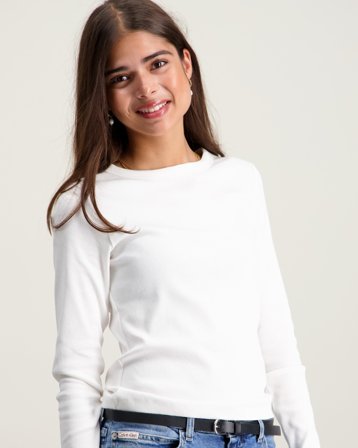 LMTD NLFHINAJA LS SOLID SHORT S TOP NOOS Hvid Toppe/Bluser Pige - Kids Brand Store