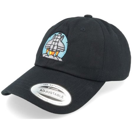 Abducted - Svart unconstructed Keps - Space Rocket Launch Black Dad Cap @ Hatstore