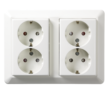 ELKO 4-veis Stikkontakt innfelt 1085 PT m/j Polarhvit