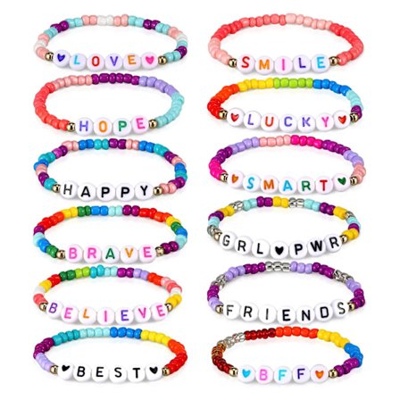 12 kpl Ystävyysrannekoruja, Värikäs Lasten Rannekoru, Säädettävä Helmirannekoru, Rannekoru Syntymäpäivälahja Tytöille ja Naisille, 