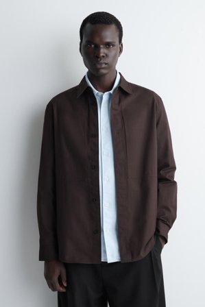 COS Homme Chemise En Coton À Détail De Poches in Marron