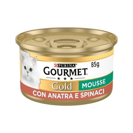Purina Gourmet Gold Mousse Con Anatra E Spinaci Per Gatti Lattina