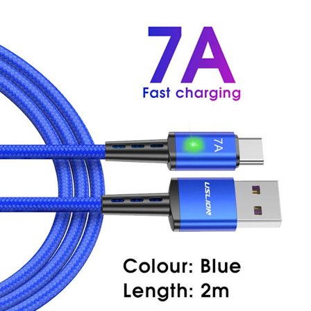 Typ C Snabbladdarkabel Typ C Datakabel BLÅ 2M
