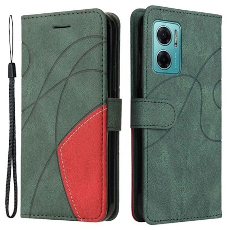 Texturerat läder Xiaomi Redmi Note 11E / Xiaomi Redmi Note 10 5G / Xiaomi Redmi 10 Prime Plus 5G fodral med handledsband - Grön