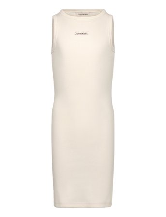 Rib Sleeveless Dress Cream Calvin Klein