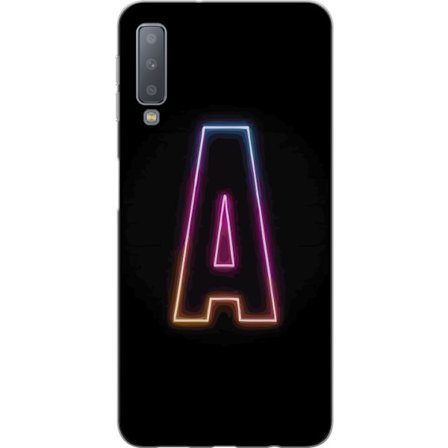 Yhteensopiva Puhelinkuori Samsung Samsung Galaxy A7 (2018) Minimalistinen neonkirjain A sateenkaarenvärisessä valossa mustaa taustaa vasten modernis