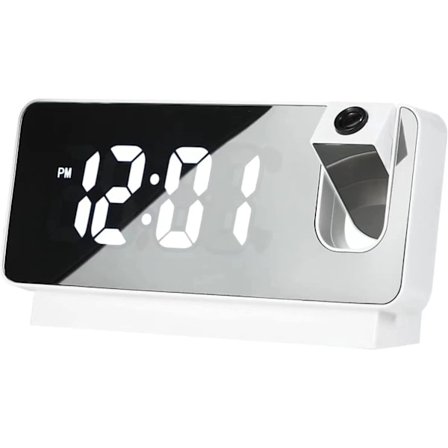 Projektor Digital (Hvit) Vekkerklokke for Soverom LED Vekkerklokke