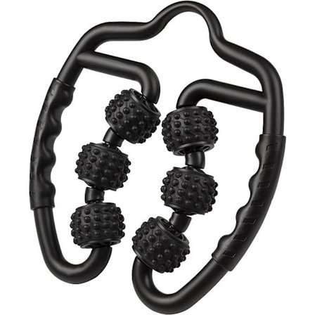 Muskelrulle, Lægmasserer, Massagerulle til Lårben, 6 Hjul Fascia Muskelrulle til Dybdegående Væv Lindre Cellulite Massagerulle, Sort