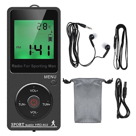 AM FM Bärbar Radio Personlig Radio med Hörlurar Walkman Radio med Uppladdningsbart Batteri Digital