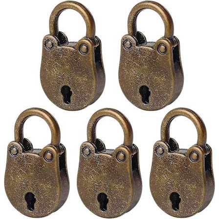 Antik hængelås 5 stk. små hængelåse mini lille vintage lås