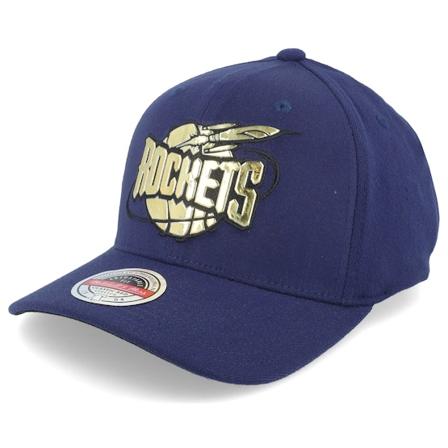 Mitchell & Ness - NBA Blau adjustable Cap - Houston Rockets Golden Black Stretch Hwc Navy Adjustable @ Hatstore