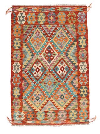 Håndvevd Kelim Afghan Old Style Teppe 101X154 Mørk Rød/Grønn