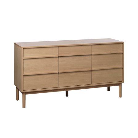 Ponza Sideboard, 140x43x75cm, Naturfarben, 9 Schubladen, Skandinavischer Stil, Holzmaserung, viel Stauraum für Wohnzimmer und Flur