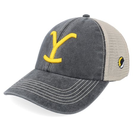 Yellowstone - Grå trucker Caps - Y Washed Black/Stone Trucker @ Hatstore