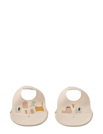 Liewood Ember Printed Bib 2-Pack - Beige - ONE SIZE