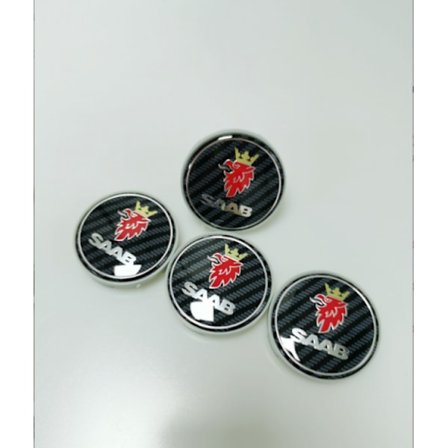 Musta ruudullinen Saab 63mm 4-pakkaus Saab Silver Hub Caps, One Size