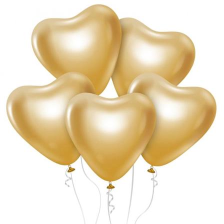 Ballongset Hjärtan Guld 6-pack - Partyninja.se
