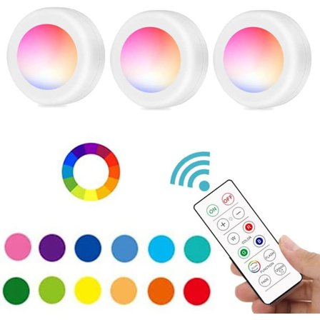 Trådløse underskabslamper med fjernbetjening 3-pak – 16 LED-farver