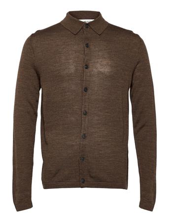 Slhbrad Ls Knit Polo Cardigan Green Selected Homme