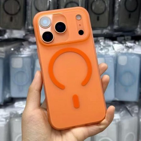 Deksel til iPhone 17 Pro Matt Magnetisk Stort Hull Oransje Matt Magnetisk Hudfølelse Ultratynn Hard