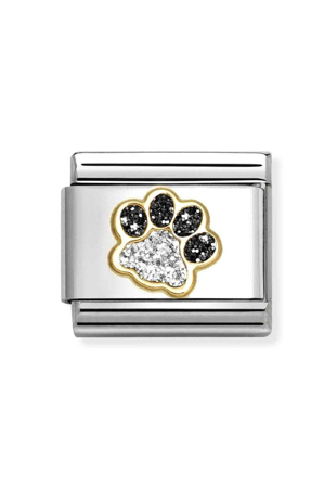 Symbols 18k Gold Paw Print Black, Silver and Glitter