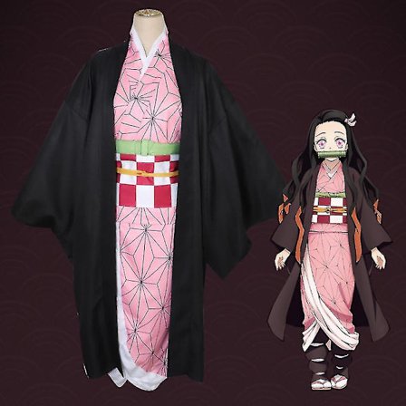 Anime Demon Slayer Kostume til Børn - Drenge og Piger - Tanjirou Nezuko Zenitsu Giyuu Kochou Shinobu - Kimono til Opførelse