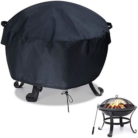 Bålpannedeksel, Rund peis Bålpannedeksel Heavy Duty 420d Oxford-stoff Med Tykk Pu-belegg Vanntett Terrasse Bål(85X40CM)