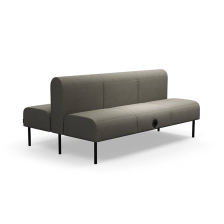 Modulsofa VARIETY, 3-personers sofa, med USB-stik, dobbelt, stof Pod CS, taupe