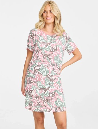 Damella of Sweden Nightdress Short Sl - Pink - S