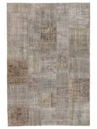 Hand Knotted Patchwork Rug 200X300 Brown/Dark Grey