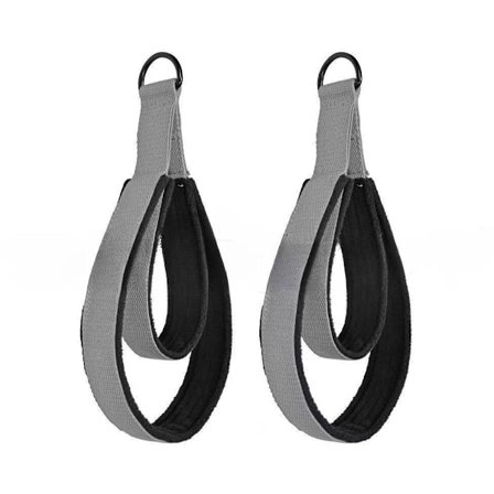 Pilates Stropper, Dobbelte D-Ring Stropper til Pilates Reformer, Polstret, Hjemmetræning, 2-pak, Grå