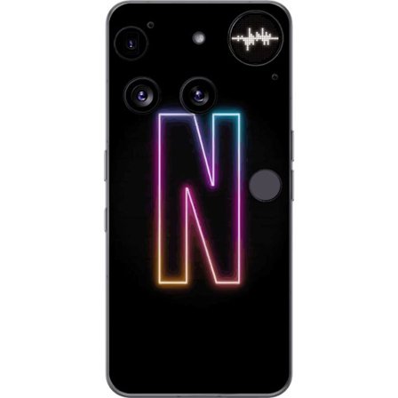 Kompatibelt Mobildeksel til Nothing Nothing Phone (3) Minimalistisk neonbokstav N i fargeskiftende lys mot svart bakgrunn