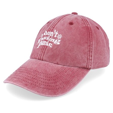 Iconic - Rouge unconstructed Casquette - Don’t Fucking Panic Washed Red Dad Cap @ Hatstore